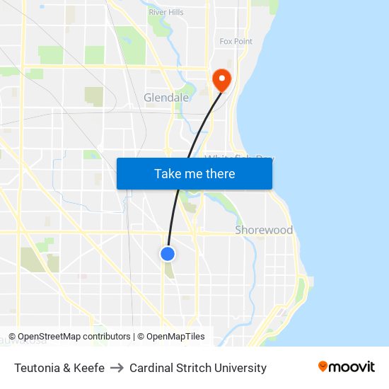 Teutonia & Keefe to Cardinal Stritch University map