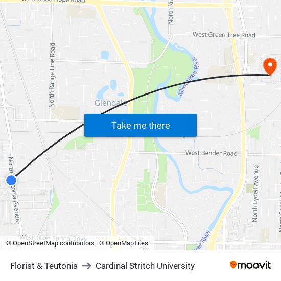 Florist & Teutonia to Cardinal Stritch University map