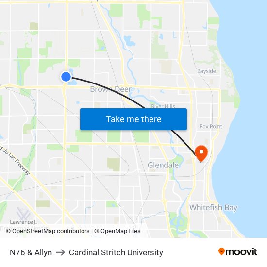 N76 & Allyn to Cardinal Stritch University map