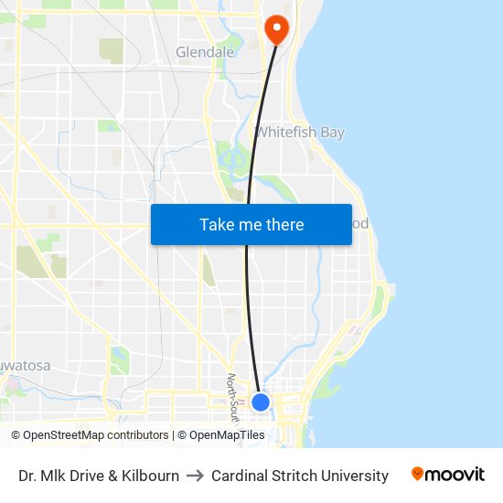 Dr. Mlk Drive & Kilbourn to Cardinal Stritch University map