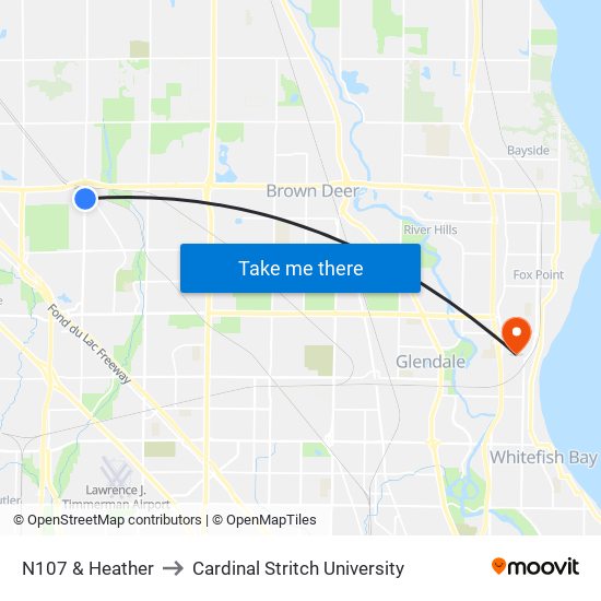 N107 & Heather to Cardinal Stritch University map