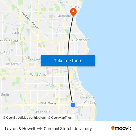 Layton & Howell to Cardinal Stritch University map