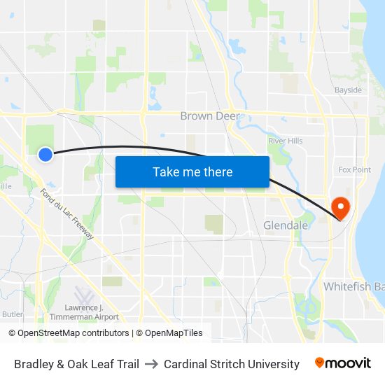 Bradley & Oak Leaf Trail to Cardinal Stritch University map