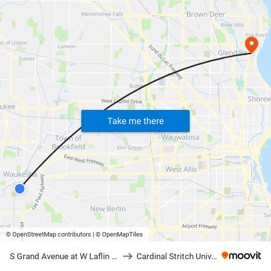 S Grand Avenue at W Laflin Avenue to Cardinal Stritch University map