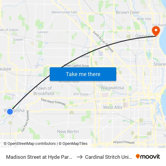 Madison Street at Hyde Park Avenue to Cardinal Stritch University map