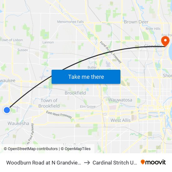 Woodburn Road at N Grandview Boulevard to Cardinal Stritch University map