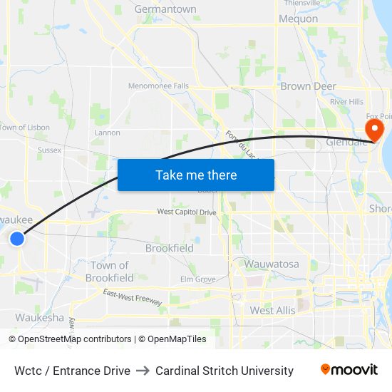 Wctc / Entrance Drive to Cardinal Stritch University map