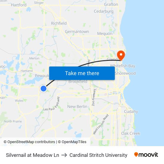 Silvernail at Meadow Ln to Cardinal Stritch University map