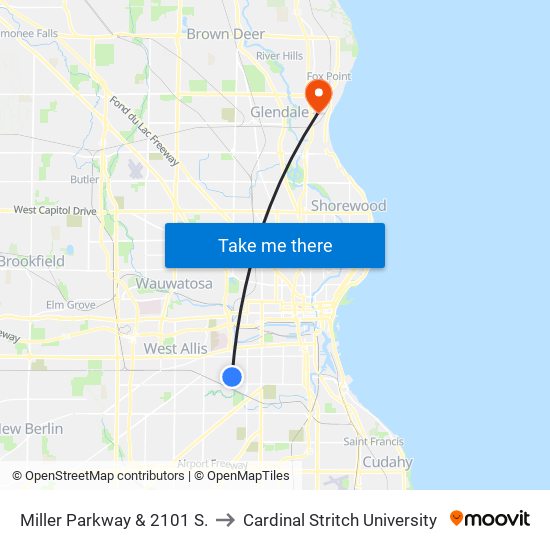 Miller Parkway & 2101 S. to Cardinal Stritch University map