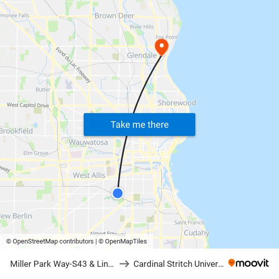 Miller Park Way-S43 & Lincoln to Cardinal Stritch University map