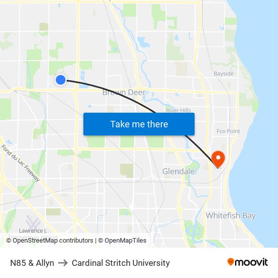 N85 & Allyn to Cardinal Stritch University map