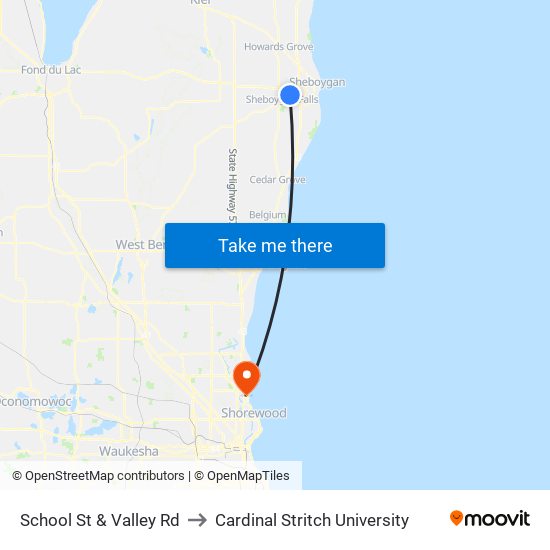 School St & Valley Rd to Cardinal Stritch University map