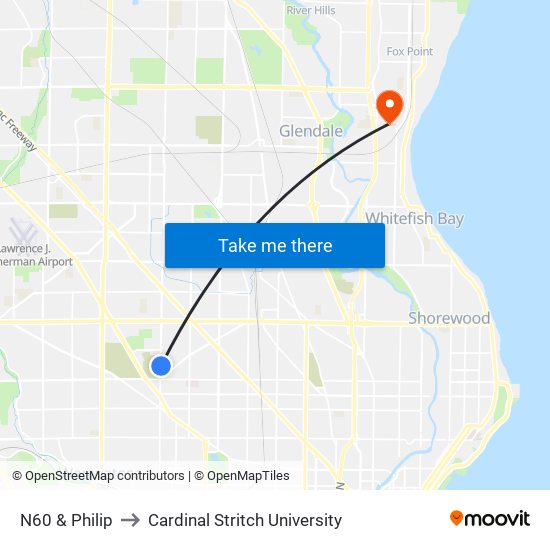 N60 & Philip to Cardinal Stritch University map