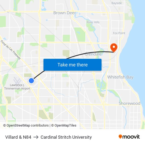 Villard & N84 to Cardinal Stritch University map