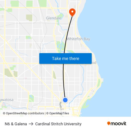 N6 & Galena to Cardinal Stritch University map