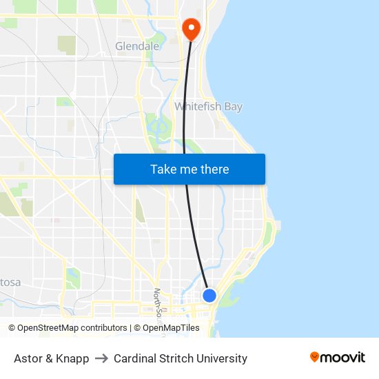 Astor & Knapp to Cardinal Stritch University map