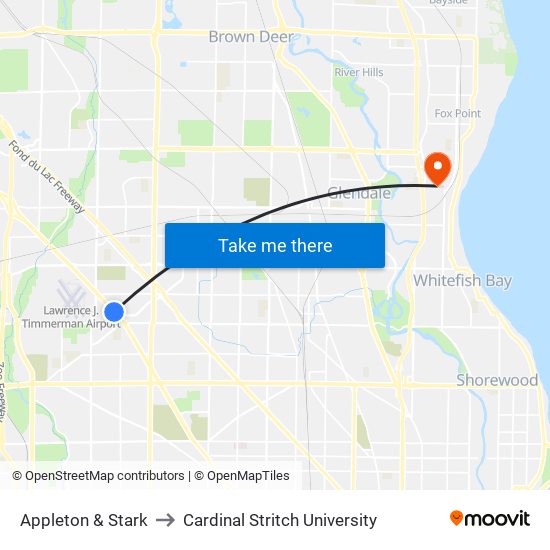 Appleton & Stark to Cardinal Stritch University map