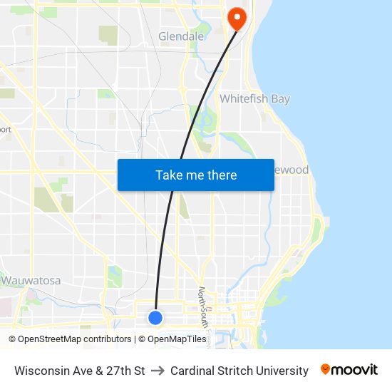 Wisconsin Ave & 27th St to Cardinal Stritch University map