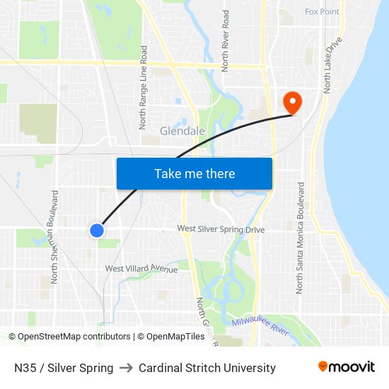 N35 / Silver Spring to Cardinal Stritch University map