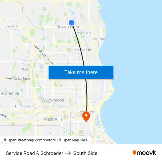 Service Road & Schroeder to South Side map