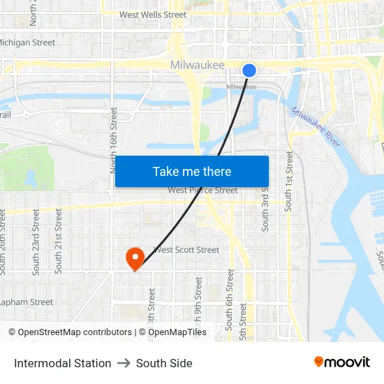 Intermodal Station to South Side map
