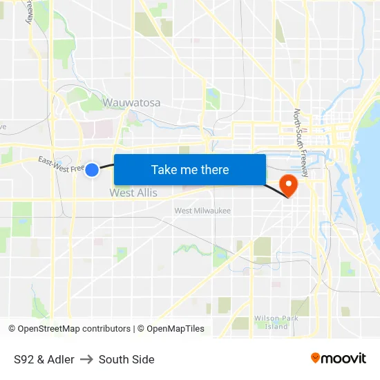 S92 & Adler to South Side map
