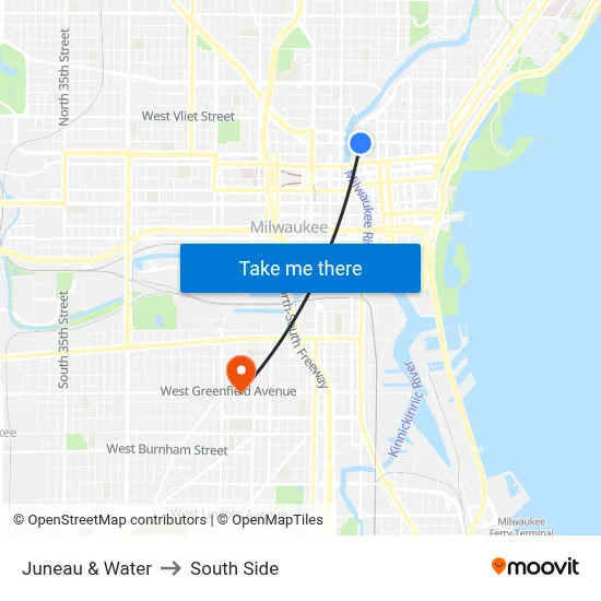 Juneau & Water to South Side map