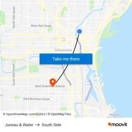 Juneau & Water to South Side map