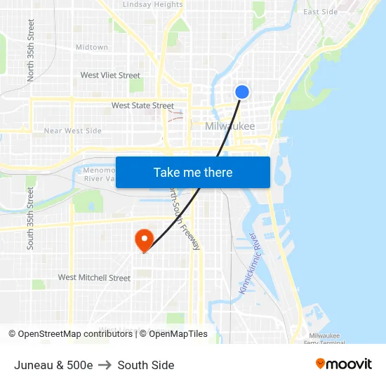 Juneau & 500e to South Side map