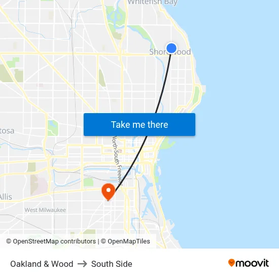 Oakland & Wood to South Side map