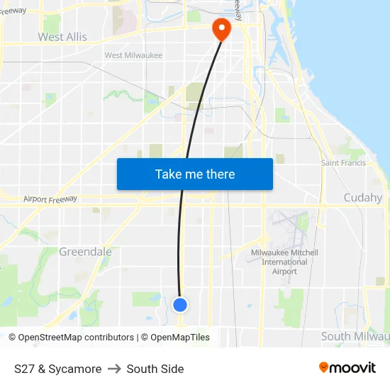 S27 & Sycamore to South Side map