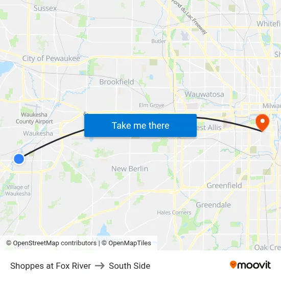 Shoppes at Fox River to South Side map