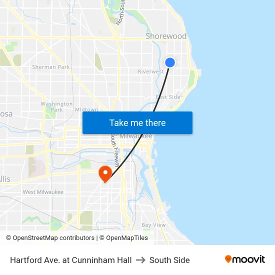 Hartford Ave. at Cunninham Hall to South Side map
