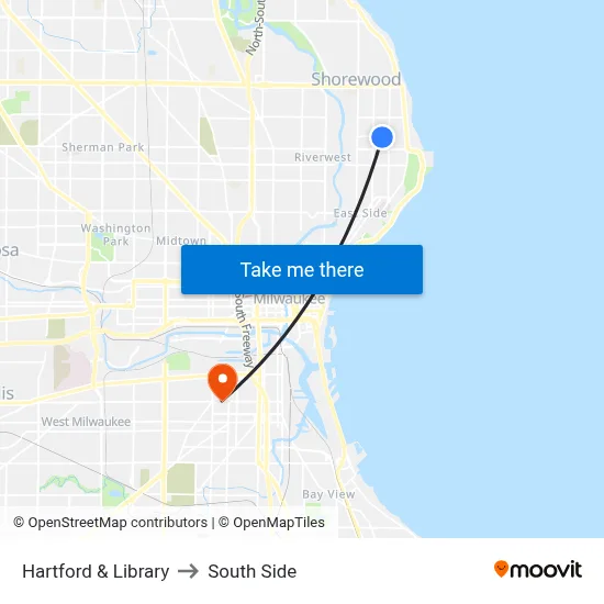 Hartford & Library to South Side map