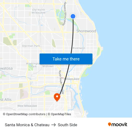 Santa Monica & Chateau to South Side map