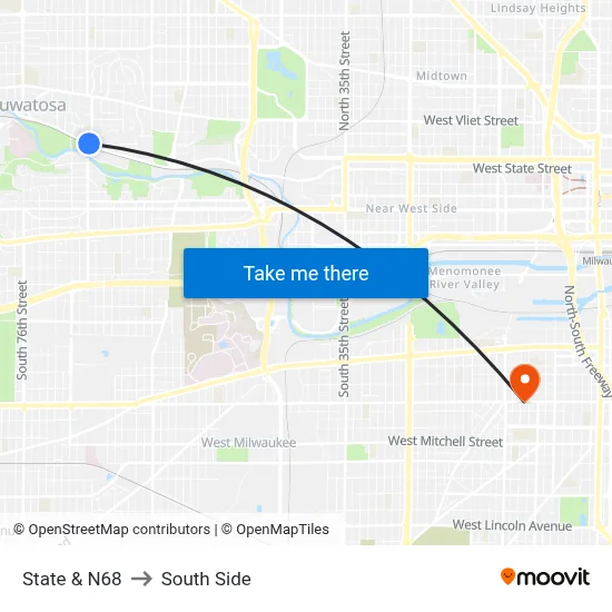 State & N68 to South Side map