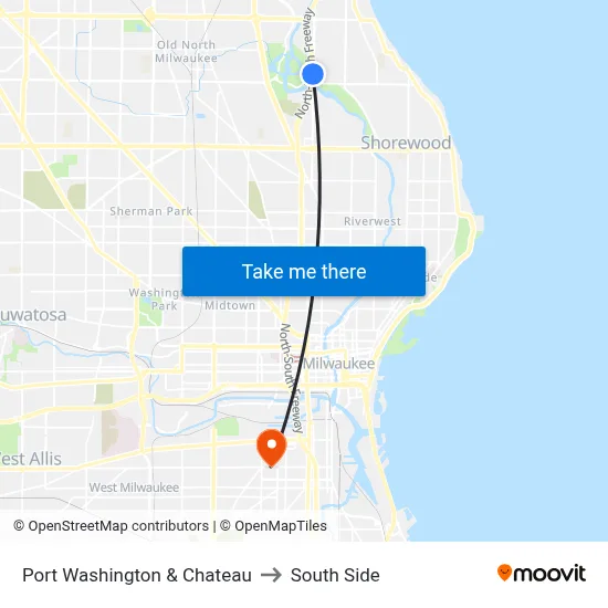 Port Washington & Chateau to South Side map