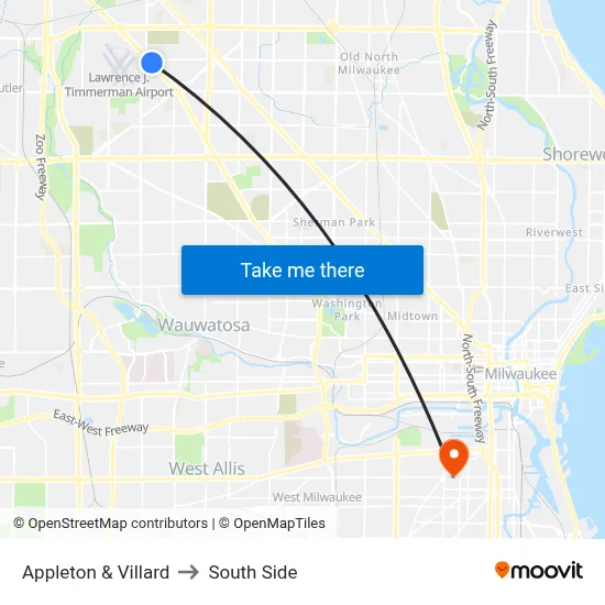 Appleton & Villard to South Side map