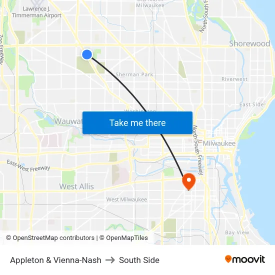 Appleton & Vienna-Nash to South Side map