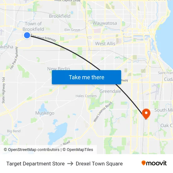 Target Department Store to Drexel Town Square map