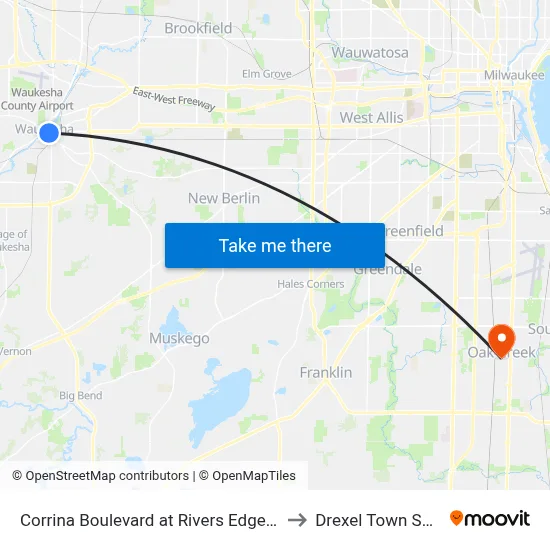 Corrina Boulevard at Rivers Edge Apartm to Drexel Town Square map