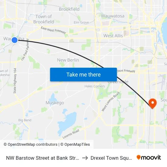 NW Barstow Street at Bank Street to Drexel Town Square map