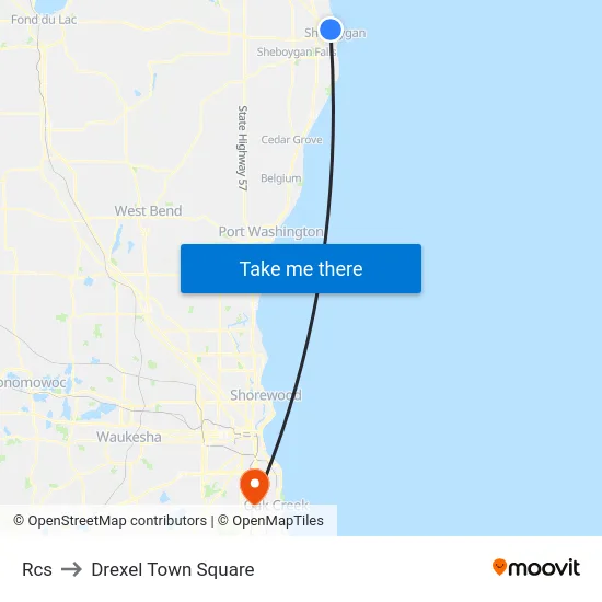 Rcs to Drexel Town Square map