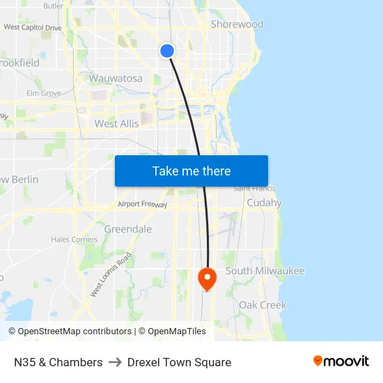 N35 & Chambers to Drexel Town Square map