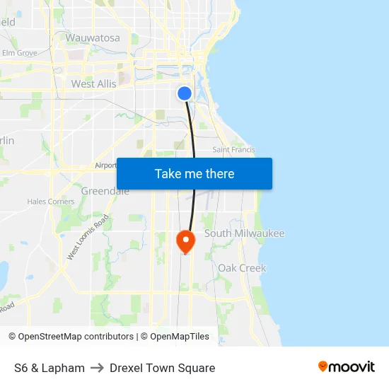 S6 & Lapham to Drexel Town Square map