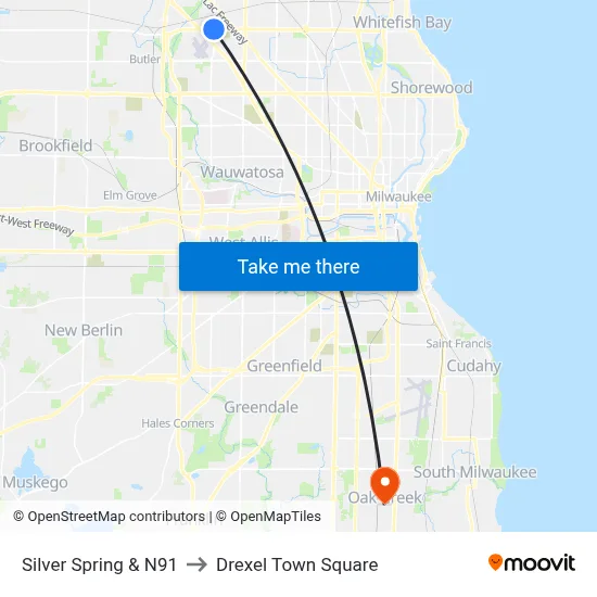 Silver Spring & N91 to Drexel Town Square map