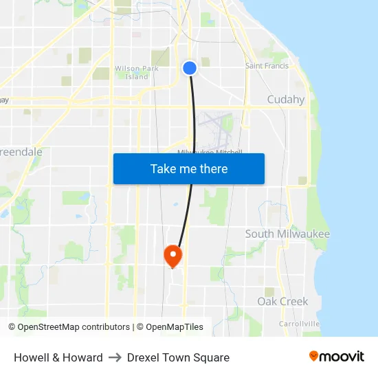 Howell & Howard to Drexel Town Square map