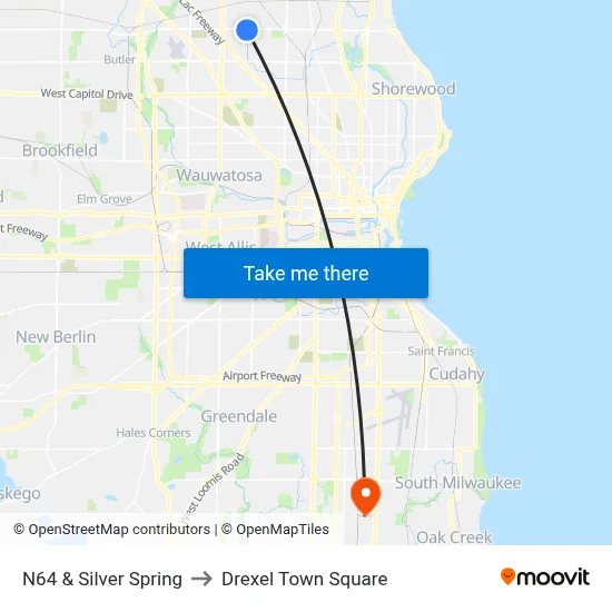 N64 & Silver Spring to Drexel Town Square map