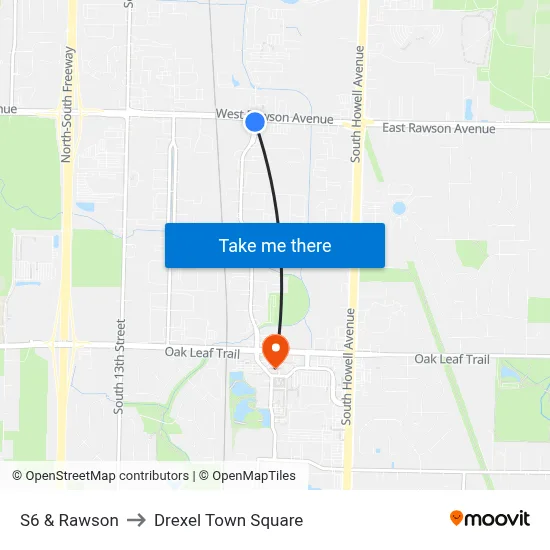 S6 & Rawson to Drexel Town Square map