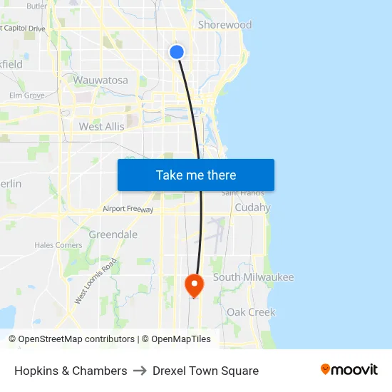 Hopkins & Chambers to Drexel Town Square map